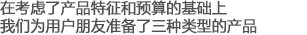 以產(chǎn)品特征和預(yù)算為基礎(chǔ)，我們?yōu)橛脩襞笥褱?zhǔn)備了三種類型的產(chǎn)品
